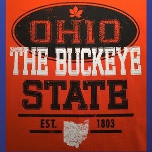 Ohio THE BUCKEYE STATE Tee Shirt, ORANGE/WHITE/BLACK, Men's XL, NWOT
